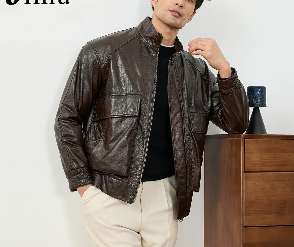 Full-Grain Cowhide Biker Jacket — detail view