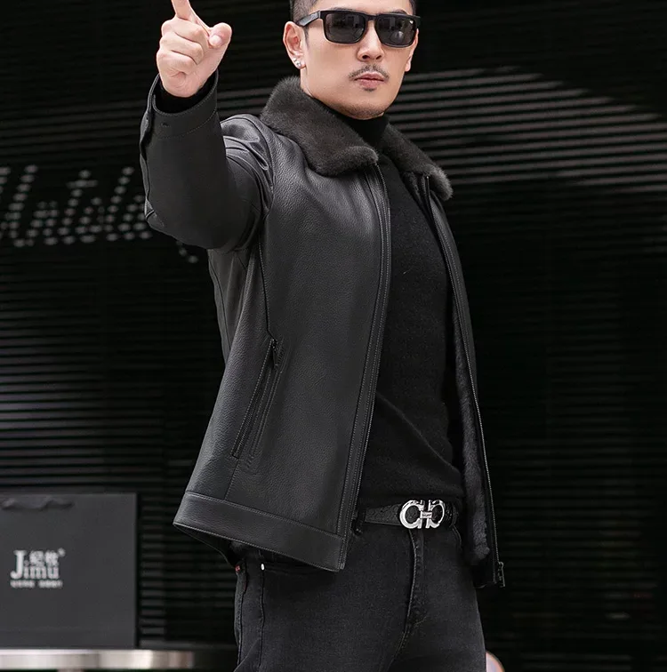 Deerskin Mink-Lined Jacket — side view
