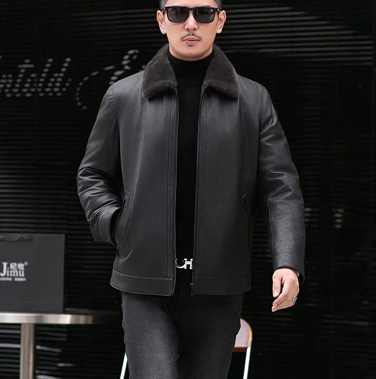 Deerskin Mink-Lined Jacket — back view