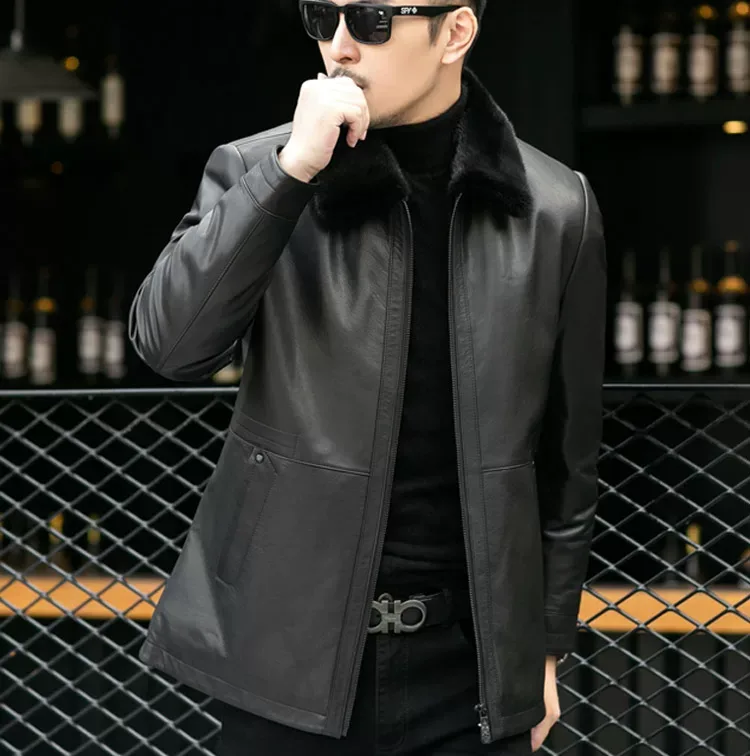 Full-Mink Calfskin Coat — back view