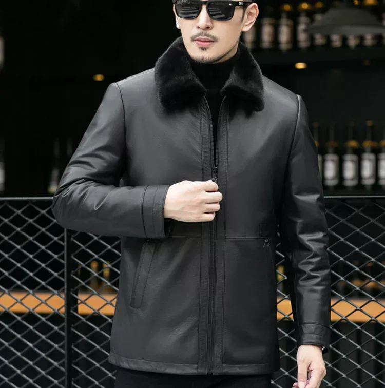 Full-Mink Calfskin Coat — detail view