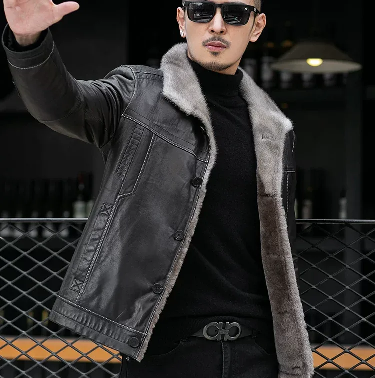 Goatskin Shearling Jacket — front view