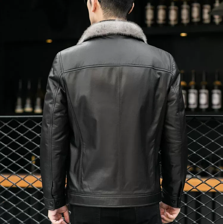 Mink-Lined Cowhide Jacket — model view